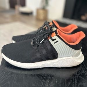 Adidas EQT trainers sneakers men’s black orange size 13